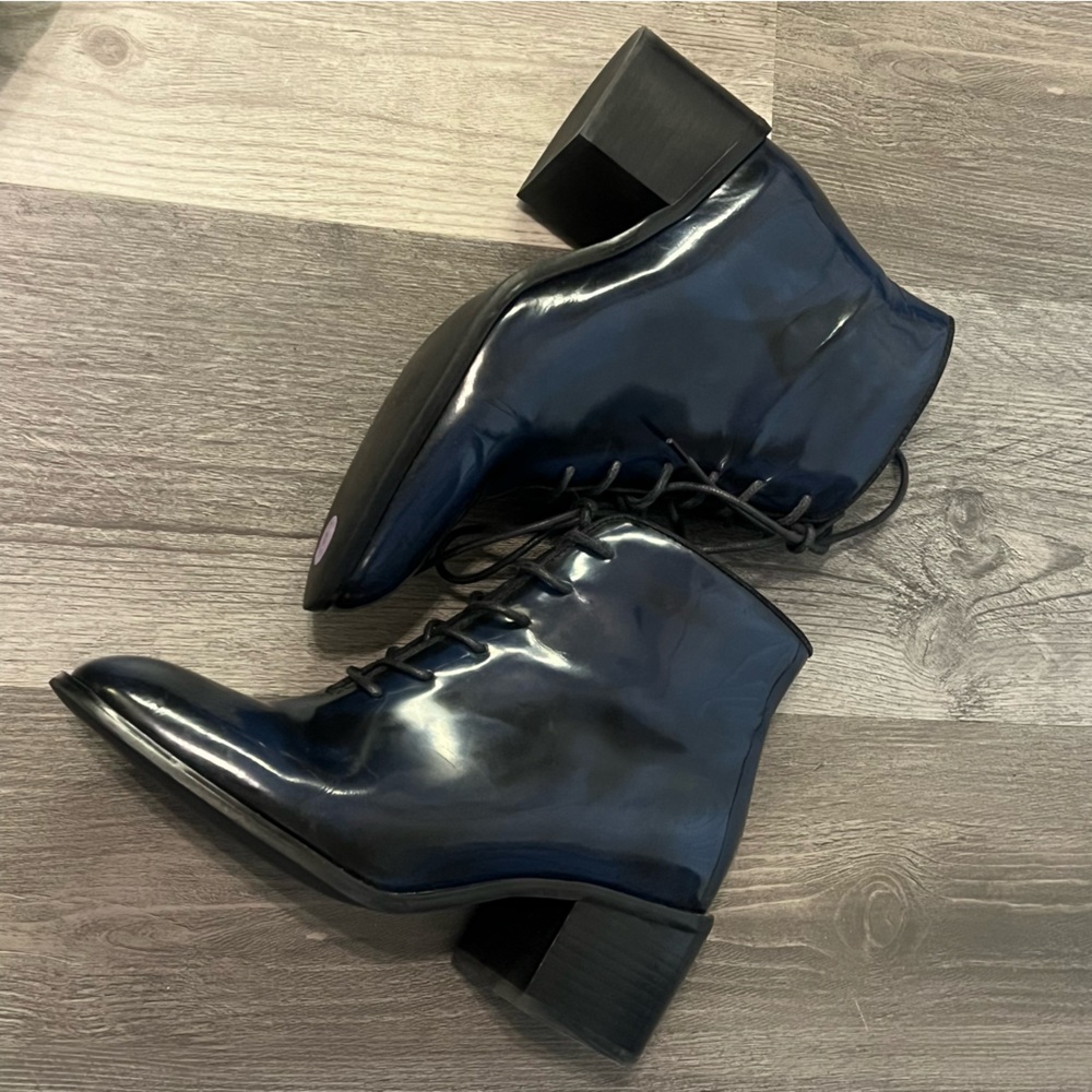 Jeffrey Campbell Talcott Ankle Boots RARE Blue Black Marble Size 8 - Picture 6 of 12